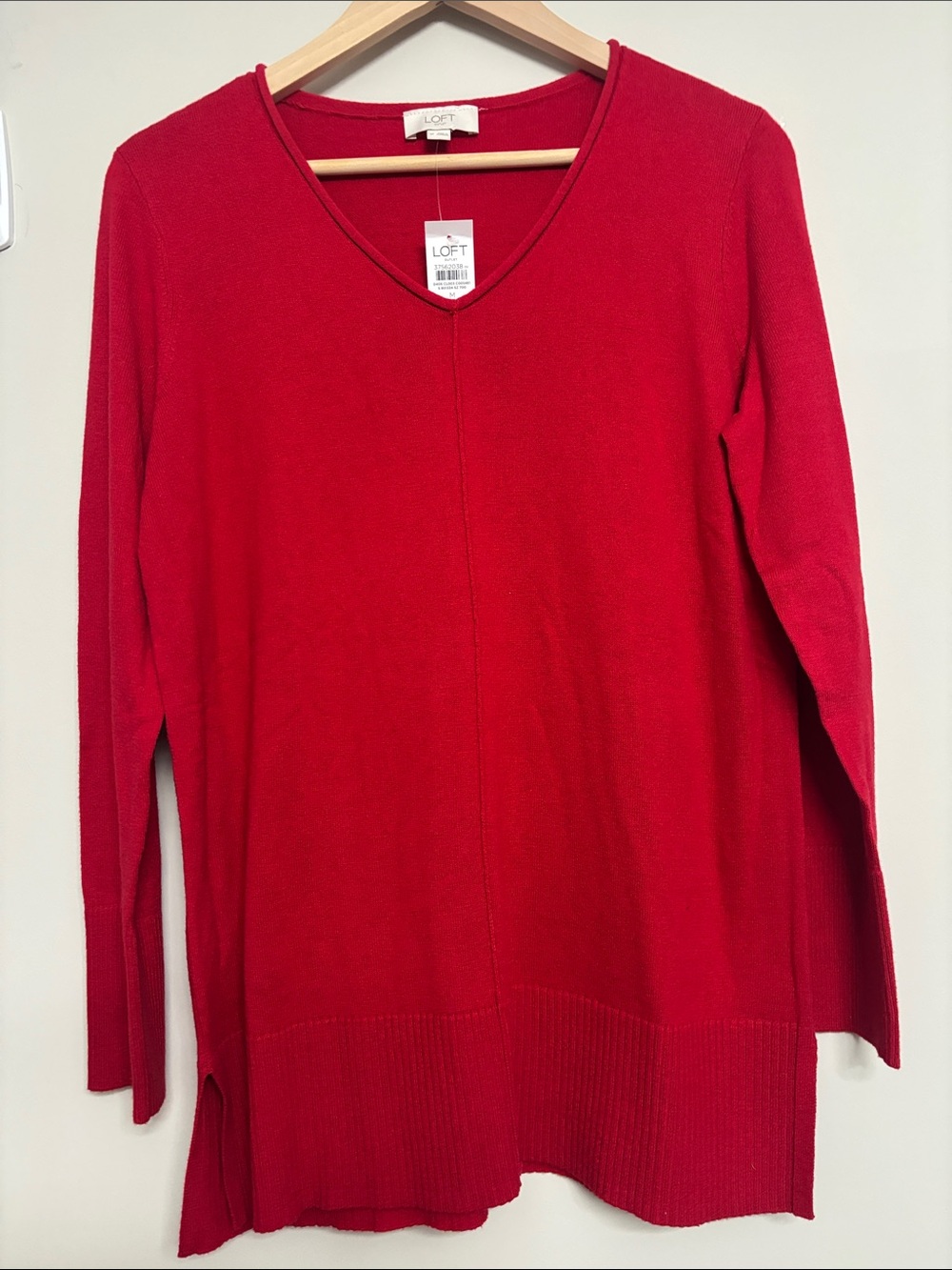 LOFT Outlet Red Tunic V-Neck Lightweight Sweater M NWT Cotton Rayon